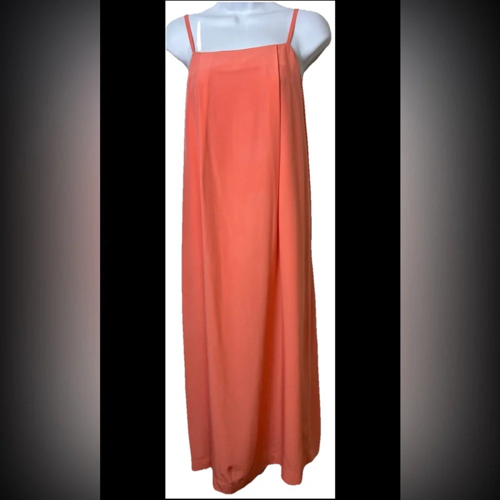 KATE SPADE Dress 100% Silk Maxi Orange Shift Sleeveless Wedding Strappy